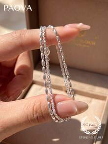 1 chiếc vòng tay hạt chạm khắc bằng bạc sterling 925, thanh lịch và sang trọng, tối giản và thời trang, lý tưởng cho các buổi hẹn hò của phụ nữ, quà tặng tốt nghiệp hoặc đeo hàng ngày. - phong cách 1 - Xem 4
