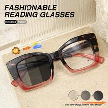 2pcs Classic Square Retro Photochromic Reading Glasses, Fashionable Leopard Print Element, Comfortable Spring Hinges, Elegant Ladies Reading Glasses Suitable For Reading, Daily Office, Magnifying Glasses Combo Set - Meat Powder + Half Powder - View 3