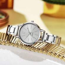 Bộ trang sức nữ cao cấp 6 món - Đồng hồ hợp kim tối giản + Vòng tay, nhẫn, bông tai, dây chuyền hình trái tim đính pha lê, quà tặng cho ngày Valentine/sinh nhật. - Một cỡ - Xem 7