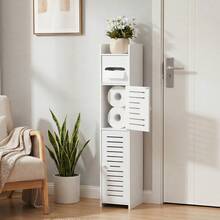 Slim PVC Bathroom Storage Cabinet - Space-Saving Toilet Paper Holder, Easy Assembly Durable For Narrow Spaces, Holiday Gift Option - White - View 14