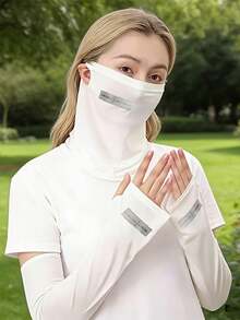 2pcs Set Tight Arm Sleeves And Face Mask, All-In-One Face Cover With Neck Protection, Letter Design, Suitable For Outdoor, Office, Sports, Cycling, Hiking, Unisex - Arm Cover + Mask - View 8