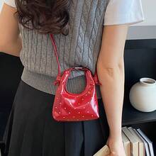 Bolso bandolera de cuero genuino 2026, diseño minimalista para uso diario. Elegante, sencillo y moderno, bolso casual tipo dumpling, nuevo modelo para mujer, bolso de hombro y bandolera único en rojo. - Rojo - Ver 5