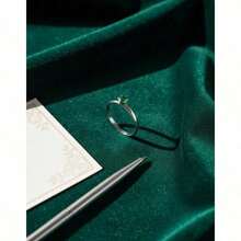Stainless Steel Ring In Silver Solitaire With Colored Zirconia Stone, 4mm, For Graduation Or Debutante Parties. - Green - View 3