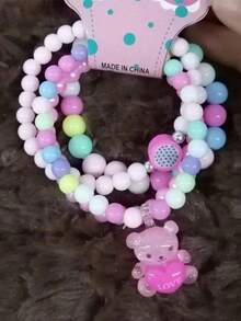 KIT 20 PECA pulseiras micanga para Crianças /Conjunto Infantil varias pingente Coloridos - Multicolorido - Visão 3