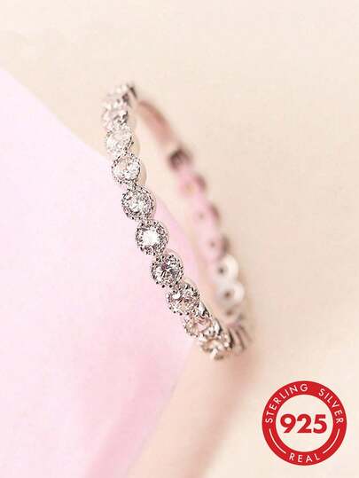 BALMORA 1pc Fashionable Minimalist High-End S925 Sterling Silver Delicate Ring, Gift For Women/Girlfriend