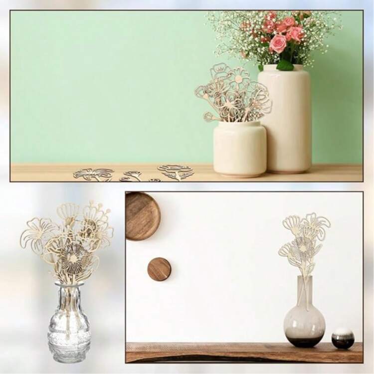 Bình hoa gỗ rỗng ruột trang trí, cắm hoa, thích hợp làm quà tặng Ngày của Mẹ, sinh nhật, đám cưới, tiệc bãi biển, khiêu vũ. Hoa gỗ có thể dùng để làm đồ thủ công mỹ nghệ, decal dán tường phong cách Bohemian, tượng treo, cắt laser từ thân hoa, phù hợp cho phòng ngủ, phòng khách, trang trí nhà cửa DIY. - 1PC - Xem 7