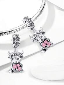 1pc 925 Sterling Silver Cute Pet Yak Shaped Pendant, Suitable For Women Jewelry DIY Bracelet - Style 5 - View 4