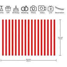 1 Peça Painel de Bottom para Festa com Tema de Listras Vermelhas e Brancas (210 x 150 cm / 180 x 135 cm / 150 x 100 cm / 100 x 70 cm), Pano de Bottom para Festa com Tema de Circo, Decorações para Festa de Aniversário, Decoração de Bottom para Reunião - Multicolorido - Visão 19
