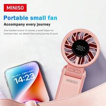 MINISO Portable Handheld Fan 3600mAh With 8-Hour Battery Fast Charging, 10,000 RPM Brushless Motor, Stepless 1–120 Speed Adjustment, Smart Display & 4-In-1 Use: Neck, Foldable, Desktop, Handheld, Makeup Fan,Outdoor Sports Enthusiasts,1Pack - Pink - View 4