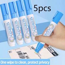 2pcs/Set Thermal Privacy Protection Eraser, White Pen Tip, Safety Privacy Protection, Portable , Large Capacity, Blue Cap Design, Suitable For Bank Cards, Phone Bills, Courier Labels And Office Use - Sets - View 12