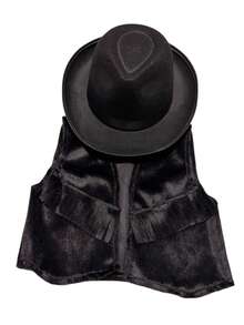 Children's Cowboy Style Kit – Hat + Vest With Fringe - Black/ Model 2 - View 9