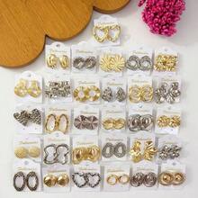 Gold Plated Earrings Kit, Women's Fashion Jewelry, Assorted Models - KIT 6 PAIRS HALF aND HALF - View 1