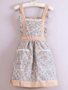 1 pieza Delantal floral lindo y de moda para cocinar en casa - Multicolor - Ver 8