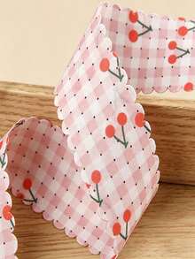 Ruy băng kẻ caro anh đào hai mặt, dài 1 thước Anh, rộng 4cm, dùng để tự làm nơ tóc. - quả anh đào - Xem 13