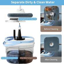 Rotating Mop And Bucket With Household Spin Dryer Set - Independent Cleaning And Dirty Water System, Mop And Bucket Set With 2 Replaceable Microfiber Mop Pads, Perfect For Hardwood, Tiles, Laminates And Windows, Convenient For Storage And Space-Saving At Home - A - Xem 5