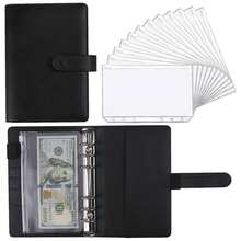 A6 Budget Binder,,Soft PU Leather Notebook Binder With 12 A6 Zipper Envelopes For Budgeting And Saving - Multicolor - View 12