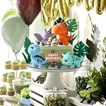 Bộ trang trí bánh sinh nhật chủ đề khủng long hoạt hình, 1 món, thích hợp cho tiệc sinh nhật bé trai, tiệc sinh nhật trẻ em, tiệc chủ đề khủng long, trang trí bàn tráng miệng sinh nhật. - Nhiều màu - Xem 1
