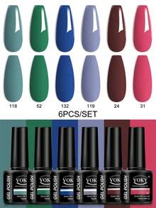 VOKY 6er Set bunte Glitzer-/Einfarben-Gel-Nagellacke, geeignet für alle Jahreszeiten und Anlässe, langanhaltender Hochglanz, perfekt für Anfänger und Modebegeisterte - Verschiedenfarbig - Übersicht 10
