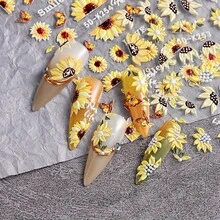 Sunflower, Hardworking Bee, Art Stickers, Self-Adhesive Single-Use, Suitable For Women And Girls Decoration, Applicable For Spring, Summer, Autumn Nail Art Supplies - Multicolor - View 8