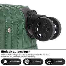YONSLY Lightweight Suitcase 20/24/28 Inches With Combination Lock 4 Wheels 360° Double Zipper Mesh Pocket Soft Rubber Handle Trolley Suitcase - 深綠 - 查看 3
