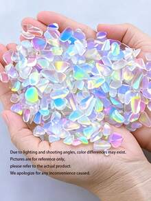 400克玛瑙碎石、石英卵石、不对称装饰砾石，适用于花瓶填充、水族箱、家居装饰、盆栽植物、多肉植物、仙人掌、节日礼品 - 蛋白石 - 查看 12