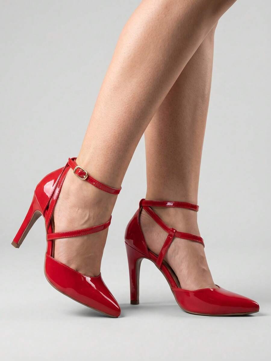 Women Heeled Sandals - Varnish Red - View 1