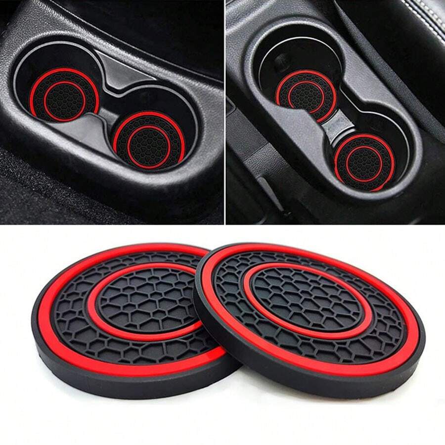 2pcs Honeycomb Round Silicone Cup Coasters, Heat Resistant Non-Slip Washable Drink Mats For Car - Double-ring Coaster - View 1