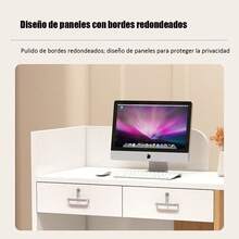 Mesa de Recepción Minimalista con Cajones con Cerradura, Mostrador de Caja Diseño Moderno y Práctico - Multicolor - Ver 6