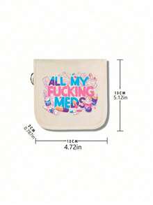 Bolsa de medicina portátil, bolsa de almacenamiento con patrón de dibujos animados de pastillas y jeringas, organizador de pastillas compacto y kit de primeros auxilios, kit médico portátil, adecuado para uso diario/al aire libre/viajes/dormitorio, esencial para la salud - Multicolor - Ver 10