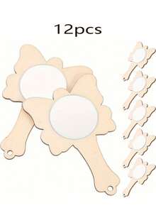12pcs Wooden DIY Handheld Mini Mirror Set - Multicolor - View 15