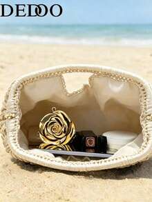 DEDOO 2026 Nuevo Bolso de Mano de Fibra Natural, Bolso de Playa de Verano Tejido a Mano de Rafia, Bolso Tejido de Paja - Beis - Ver 6