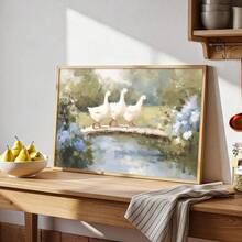 Pôster vintage em tela com moldura/sem moldura, estampa floral botânica de ganso em estilo rústico, arte de parede com animais de fazenda, estilo cottagecore, pintura retrô para sala de estar, quarto, decoração moderna. - A - Ver 4