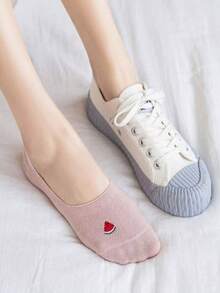 5/10 đôi tất nữ mùa hè cổ thấp, tất chống trượt họa tiết trái cây dễ thương, tất lót thoáng khí cổ thấp, phù hợp với giày/giày lười/giày thể thao. - Nhiều màu - Xem 2