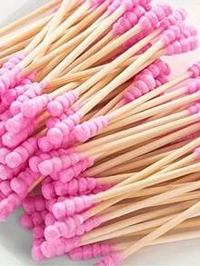 100 piezas de bastoncillos de doble punta de alta calidad, para una limpieza eficiente de los oídos y la nariz, así como para la aplicación de maquillaje - Multicolor - Ver 3