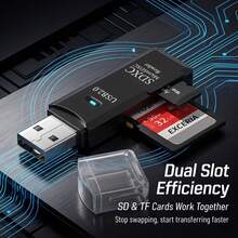 Lector de tarjetas multifunción 2 en 1 USB 2.0, sin controlador, plug and play, compatible con tarjetas de memoria TF/SD, apto para computadoras de escritorio y portátiles - Ver 6
