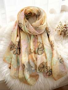 1 chiếc khăn choàng nữ in hoa thanh lịch, thích hợp cho mùa thu/đông, kiểu dáng Bohemian Bali bằng vải chiffon, phụ kiện khăn choàng duyên dáng thường ngày cho phái nữ, khăn che mặt cho ngày Valentine, khăn trùm đầu mềm mại. - Nhiều màu - Xem 13