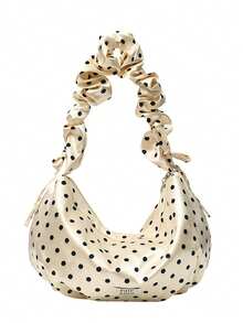 Cloud Shoulder Bag, Polka Dot Dumpling Bag, Pleated Crossbody Bag, Large Capacity Commuter Bag - Multicolor - View 14