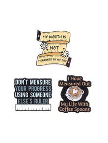 3件套疗愈艺术极简珐琅胸针套装，柔和雏菊心形尺，咖啡拿铁图案，男女皆宜，舒缓压力礼物 - 彩色 - 查看 10