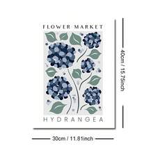 1/3 piezas Conjunto de carteles de lienzo con flores botánicas azules enmarcados/sin marco, arte de pared floral minimalista y abstracto de Hortensia, Azafrán y Clavel para decoración de entrada, pasillo, apartamento, sala de estar, dormitorio, decoración del hogar moderna - A - Ver 20