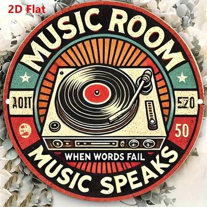 2D Flat Office Supplies, Commercial And Store Signs - Ideal Choice For Music Lovers, Suitable For Bedroom, Home Bar And Club Christmas Gifts. Outdoor Music Decor, Home Music Hall, 2D Flat, Reserved Holes, Style As Shown In Size Chart