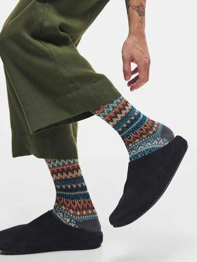 Fantasy Dream 新款秋冬复古过膝袜，日系复古风，透气无异味，英式美拉德印花时尚款