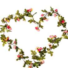 2m/4m/8m Rose LED String Lights With Battery Box, Artificial Flower Vine Decoration For Wedding, Home, Balcony, Room, Christmas, Arch, Camping, Wall Hanging, Garden, Party - Battery Box - View 7