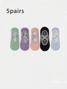 3双装黑色紫色灰色硅胶交叉绑带防滑舒适瑜伽健身鞋 - 彩色 - 查看 10