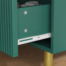 Cómoda moderna acanalada – Versátil cajonera de madera con 3, 5 o 6 cajones, tiradores y patas de metal, almacenamiento funcional para dormitorio, sala de estar, pasillo o apartamento – Disponible en verde o negro. - Verde - Ver 8