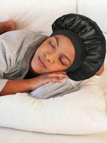 Gorro de dormir ajustable de satén - Gorro de ducha ligero para el cuidado del cabello, reduce el frizz, adecuado para mujeres y hombres - (Negro + Rosa)-Zodíaco-2 piezas - Ver 10