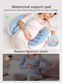 Ergonomic U-Shaped Pregnancy Pillow - Side Sleeper Maternity Support Cushion With Lumbar Protection, Provides Comfort For Abdomen And Back - Baby Blue - View 5