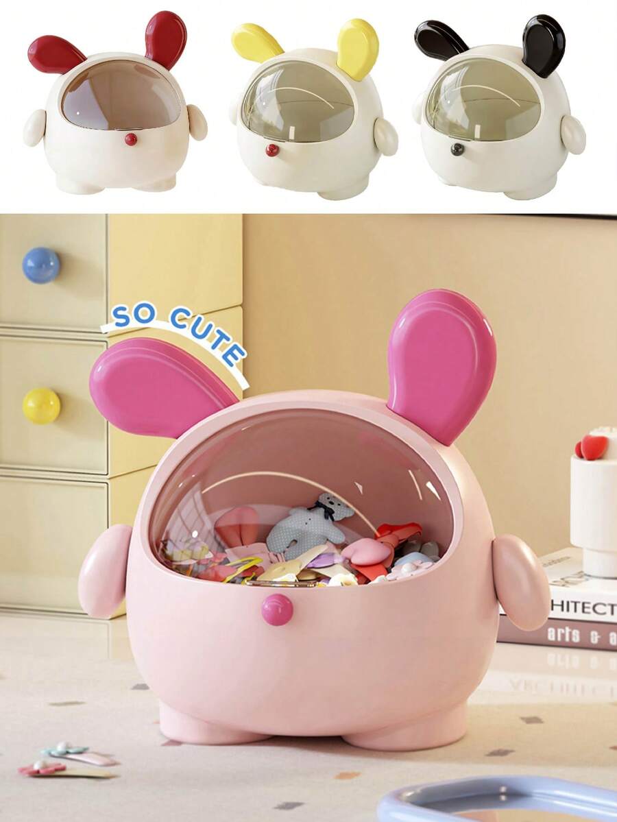 1pc Desktop Flip-Top Jewelry/Makeup Storage Box, Rabbit Shaped, Waterproof & Dustproof, Suitable For Storing Hair Accessories, Keys, Cosmetics, Candies, Gifts For Women, Mother's Day, Friends, Coworkers, Family