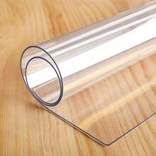 1pc 0.25mm PVC Rectangular Transparent Tablecloth Protective Film, Simple Heat-Resistant Anti-Fouling Tablecloth Suitable For Dining Table, Coffee Table, Office Desk - White - View 5