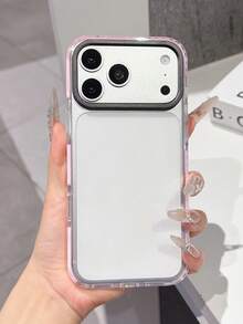 1pc Apple Smartphone Case With High-End Feel, 3-In-1 Thick/Reinforced Material, Anti-Drop Solid Color Frame, Personalized Creative Cute Pink Phone Case, Minimalist Anti-Drop Full Coverage Transparent Design, Compatible With IPhone 17 Pro Max, 17 Pro, 17 Air, 16 Pro/16 Pro Max/16/15 Pro Max/14/14 Pro Max/13/12/12 Pro/11/11 Pro Max/15 Pro/13 Pro/14 Plus, Suitable For Daily Use - Pink - View 5