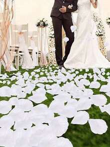 10000/6000/3000/2000/1000/100 pezzi Petali di rosa artificiali bianchi, decorazione per matrimonio, camera da letto, proposta, confessione, anniversario, atmosfera romantica, festa di compleanno, KTV, fiori lanciati a mano, fiori, floreale, decorazione per soggiorno, rosa, decorazione per la casa, decorazione per esterni, decorazione per matrimonio, fiori artificiali, adatto per matrimoni, feste, disposizione della stanza, decorazione della casa - Bianco - Visualizzare 5